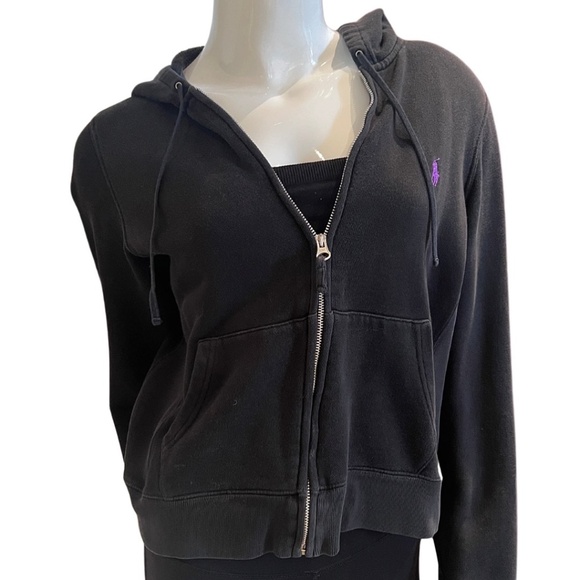 Ralph Lauren Sport Full Zip Hoodie - Black,  Large (BUT fits more like Sm/Med.) - Picture 3 of 9
